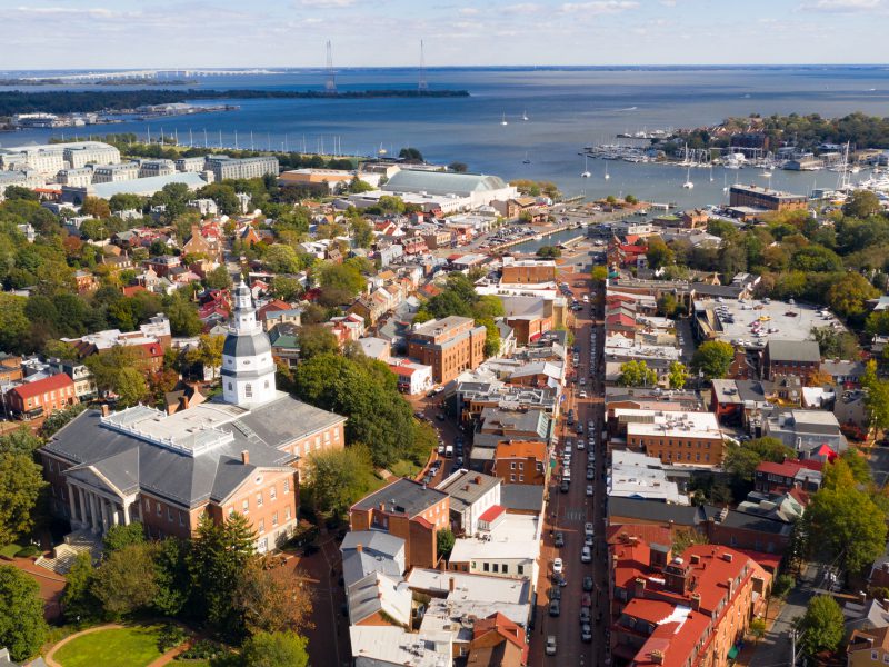 Aerial Panoramic View Annapolis Maryland State House Capital City